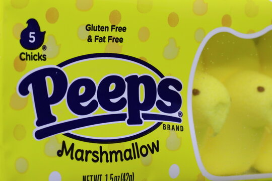Peeps marshmallow candy packages for Easter holiday.