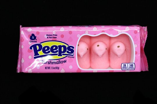 Peeps marshmallow candy packages for Easter holiday.