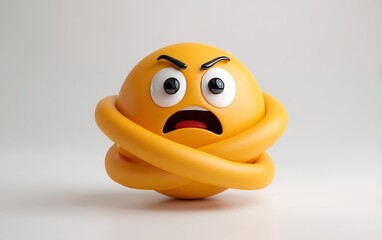 Intense Emotion with 3D Yellow Emoji Expressing Anger and Frustration