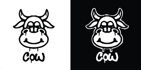 Graffiti cow logo vector design © Titikdrawn