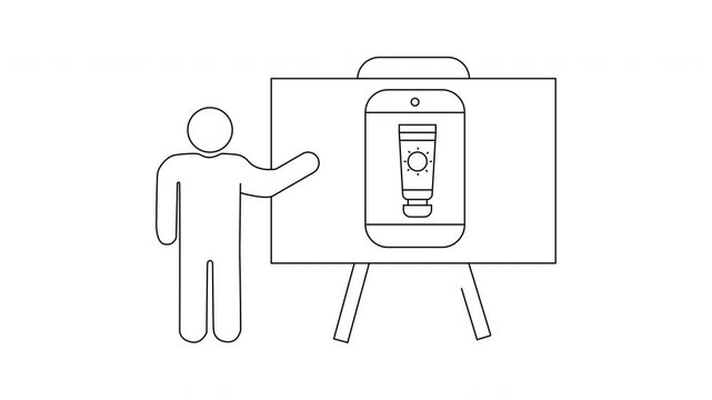 Presentation of Sunscreen Product - A Detailed Outline Animation.
