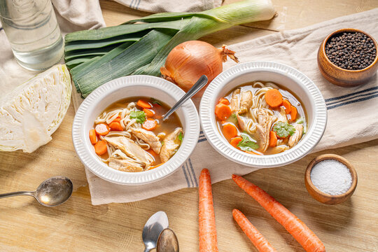 Classic winter food. Simple chicken noodle soup