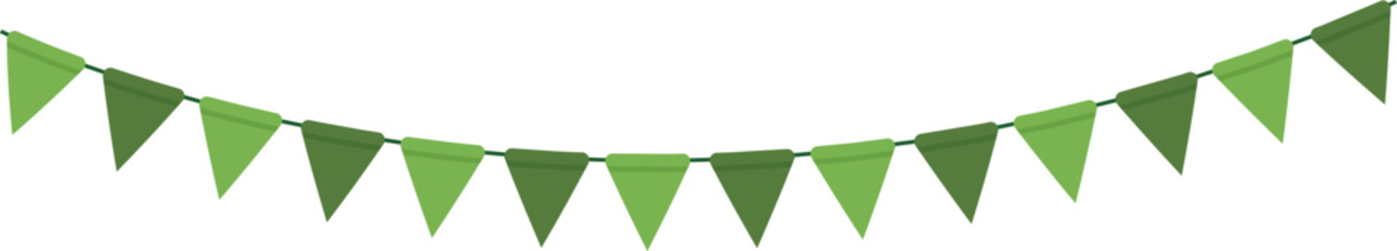 Green bunting. Holiday party decoration cartoon element