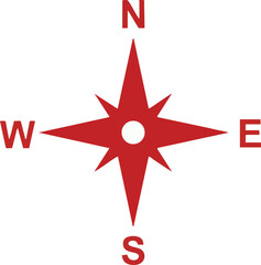 Obraz premium Simple Red Compass Rose Showing Cardinal Directions