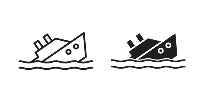 Sinking ship icon and symbol. Vector illustration.eps