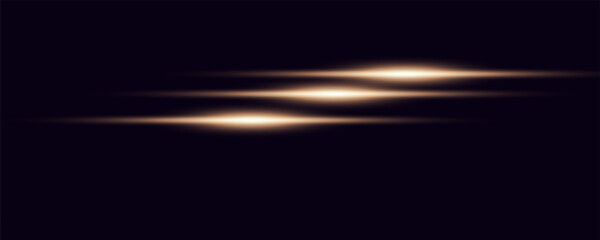 Abstract golden laser beam. Transparent isolated on black background. Vector illustration. lighting effect. directional spotlight