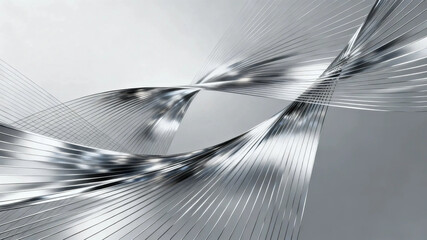 Abstract digital silver line overlapping layer movement on simple background.