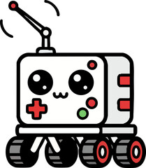 Obraz premium Cute cartoon space rover robot vehicle illustration