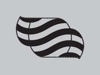 Abstract black and white striped pattern forming a flowing, wave-like shape bordered by dots, suggesting digital art or fabric design.
