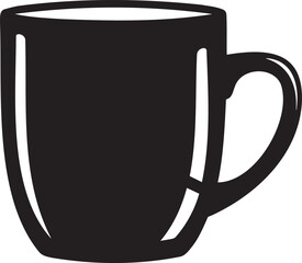 Simple Black Coffee Mug Silhouette Icon Design.