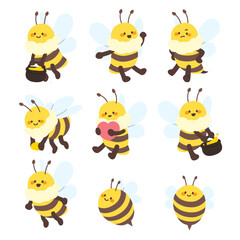Obraz premium Collection of cute honey bee characters in various poses