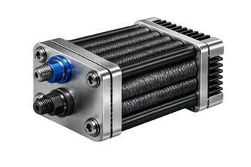 Hydrogen fuel cell generating clean green energy on transparent background