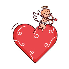 Angel Cupid Sitting on a Heart