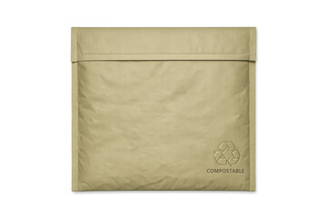Compostable kraft paper padded mailer bag with recycle logo
