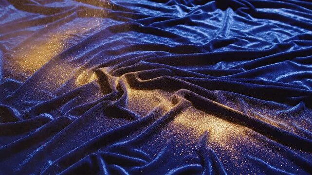 Midnight Velvet: Glittering Light on Royal Blue Fabric