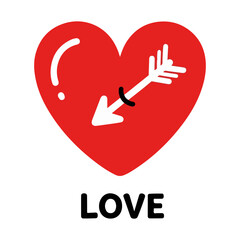 Heartstruck Love &ndash; Red Heart with Cupid&rsquo;s Arrow