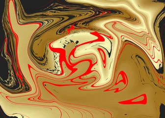 Selbstklebende Fototapeten Fraktale Wellen Abstract colorful background with artistic fractal waves and swirl paint patterns in blue green and metallic gold digital illustration design  © MD AL AMIN HOSSAIN