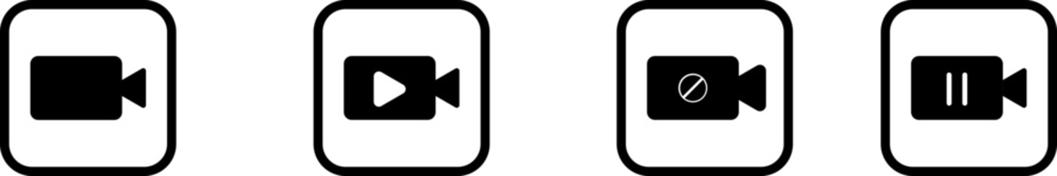 Video Call Icons Collection Set Outline and Filled Styles