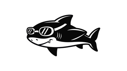 Obraz premium Cartoon shark wearing sunglasses smiling isolated on a white background