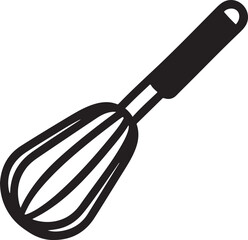Obraz premium black kitchen whisk icon, vector illustration, isolated on transparent background, png