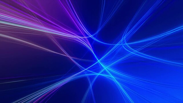 Electric Flow: Abstract depiction of energetic, interwoven lines of light, showcasing vibrant hues of blue, violet, and white, suggesting dynamic connectivity and modern design.