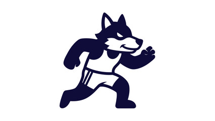 Running wolf mascot vector illustration on white background © azziza
