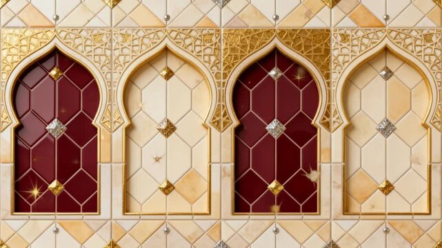 Islamic background for ramadan and eid in seamless loop luxury gold arch