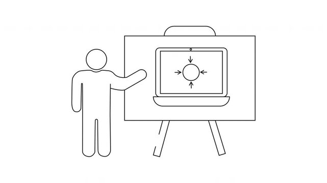 Presentation on Laptop Screen with Target Icon Outline.