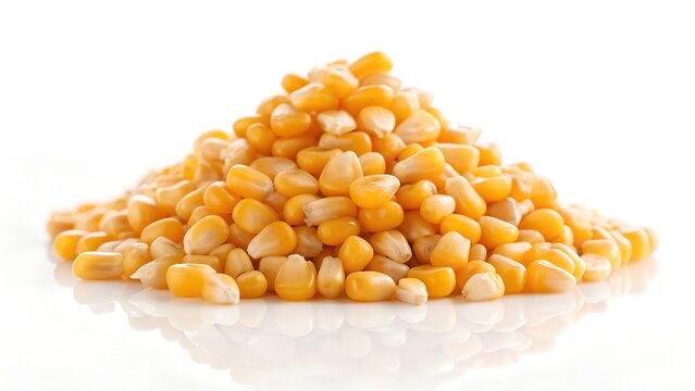 Fresh yellow corn on the cob piled in a heap isolated on white background