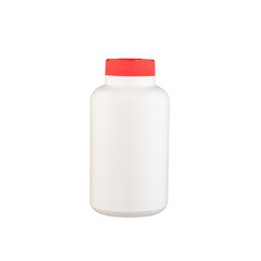 Blank white plastic bottle with red cap for product branding