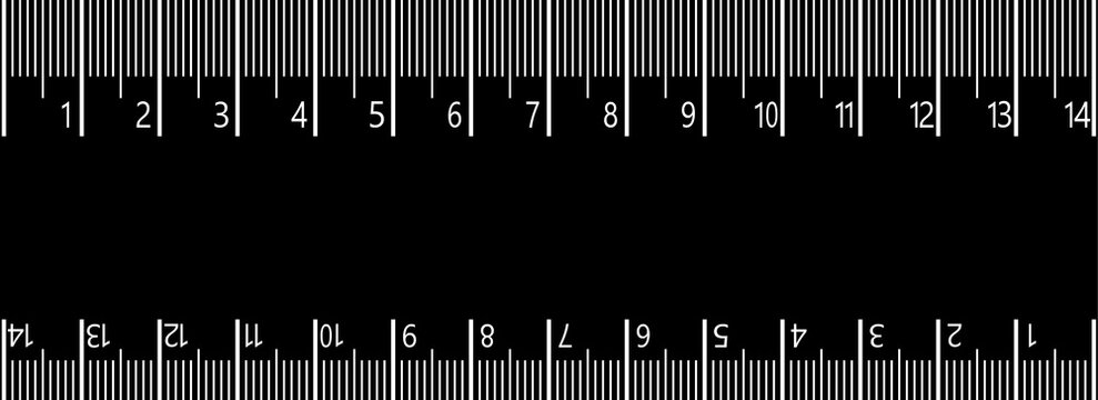 Ruler measurement scale with centimeters and millimeters. Black and white measuring tape design for educational and professional projects.