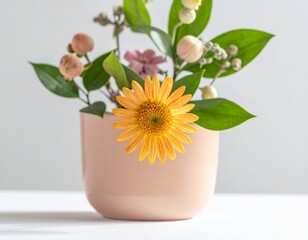 Ultra Minimal Pastel Scene of Growth Symbolized by Tiny Sun