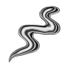 Melted chrome metal liquid shape isolated 3D Rendering. Spilled liquid metal beauty cosmetics swatch sample 3D Rendering