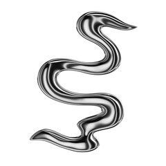 Melted chrome metal liquid shape isolated 3D Rendering. Spilled liquid metal element 3D Rendering