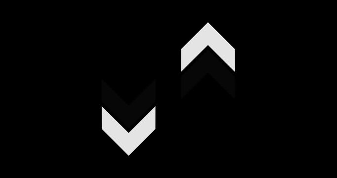 top bottom directional arrow loop animation. Arrow moving top bottom on black background. arrows top bottom animation concept
