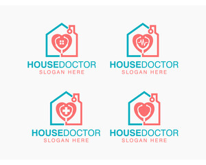 health care house doctor logo design vector icon collection