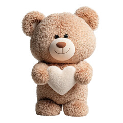 Obraz premium Teddy bear holding white heart plush isolated on transparent background