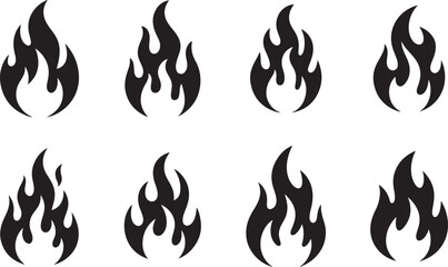 Naklejka premium Set Off Fire silhouette vector icon illustration with white background