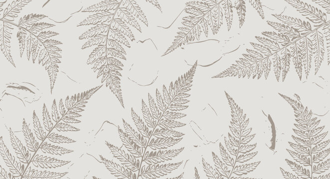 Elegant botanical pattern with fern leaves on textured background
