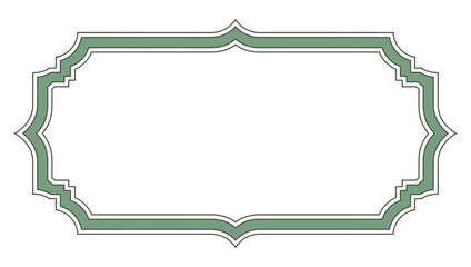 A green ornamental frame with a white border isolated on a white background