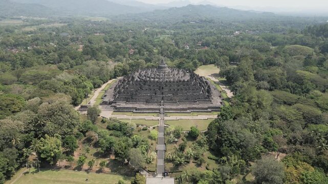 Aerial view of the Borobudur temple in Indonesia