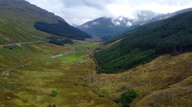 A view from the Rest and Be Thankful viewpoint in the Scottish Highlands. It is a famous beauty spot in Argyll, 