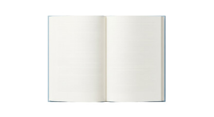 Open book with blank pages isolated on transparent background, ready for text or images, perfect for mockups and design projects PNG