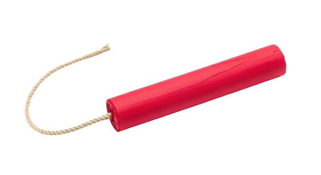 Red dynamite stick isolated PNG, explosive material for demolition and construction projects on transparent background