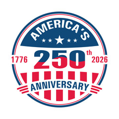 America 250th Anniversary, Patriotic 4th July America 250th Independence Day Banner Greeting Card Logo, Vintage style