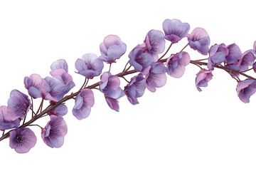 Fototapeta premium Delicate, pink-purple flower blossoms cling to a winding, brown branch