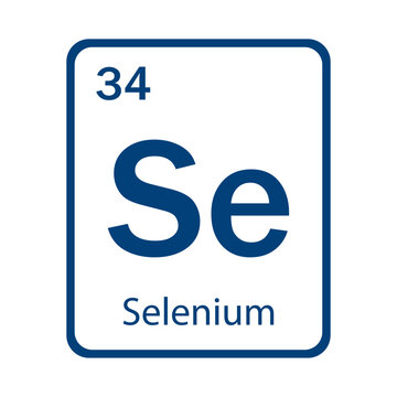 Selenium element symbol on periodic table background