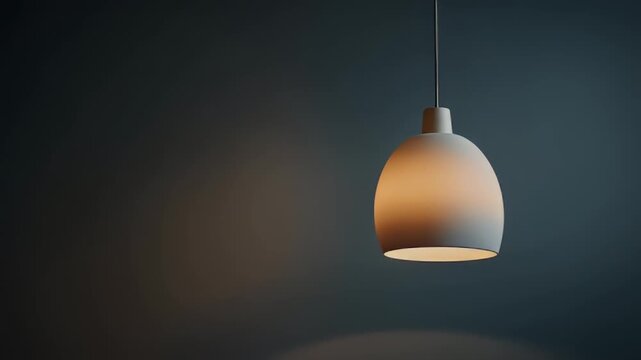 A single pendant light fixture with a warm glow against a dark wall.