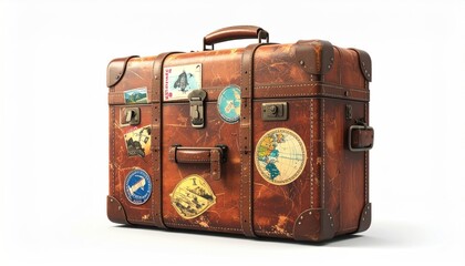 Vintage Suitcase with Travel Stickers - A Journey Through Time.