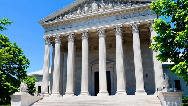 Classical building with columns and statues